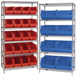 Wire Shelves with Bins 